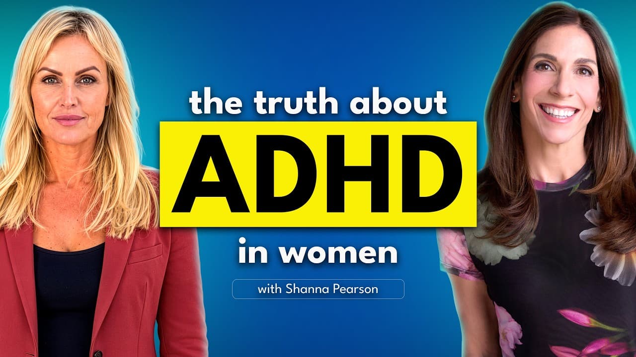 Erin Power and Shanna Pearson on a blue background, either side of the words “The truth about ADHD in women, with Shanna Pearson”